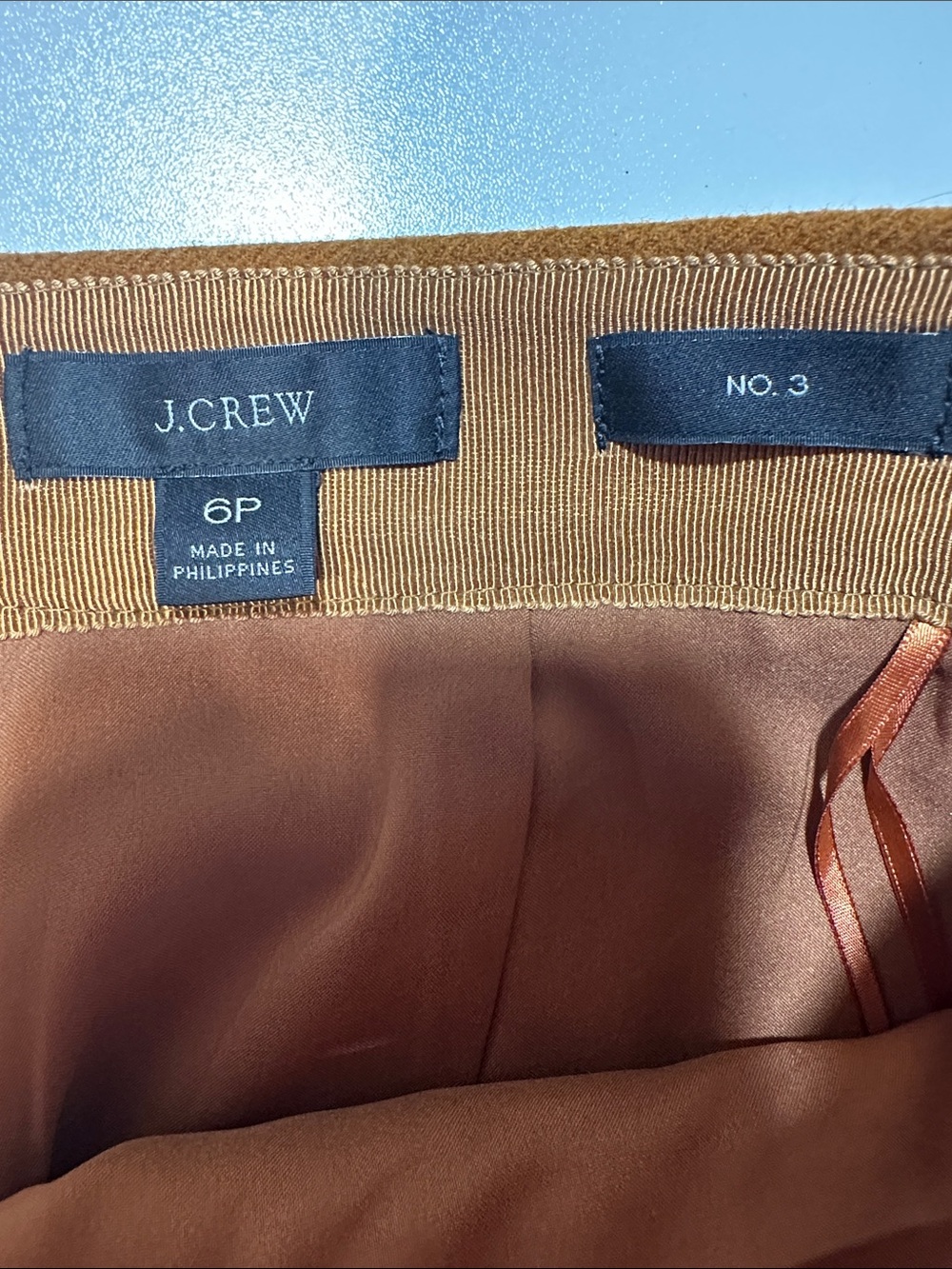 J.Crew Wool Pencil Skirt Rust Orange Camel Brown Classic Career Skirt Workwear - Picture 3 of 11